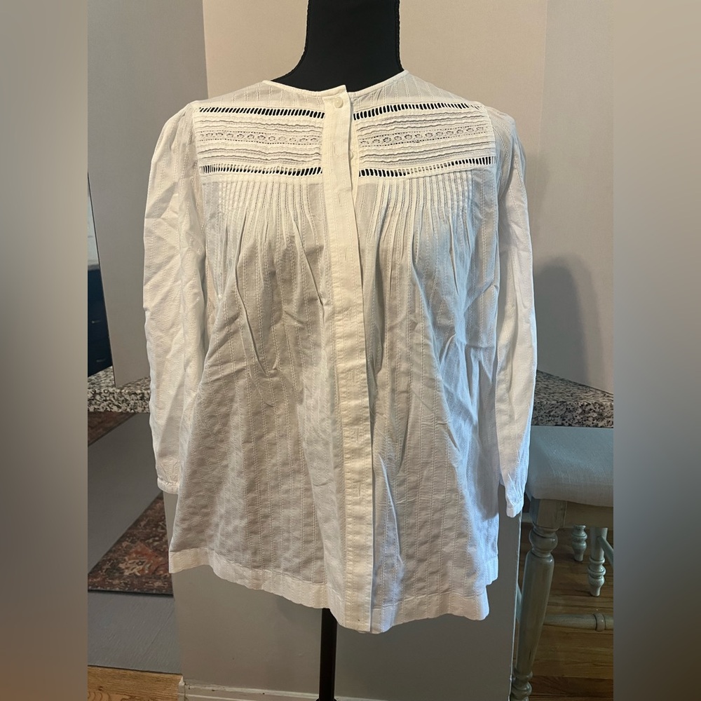 Madewell Lace Detail Blouse in White Women’s Size M
